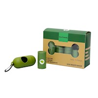 PACK DE 16 ROLLOS DE BOLSAS PARA EXCREMENTO DE MASCOTA BIODEGRABABLE  + DISPENSADOR COLOR VERDE